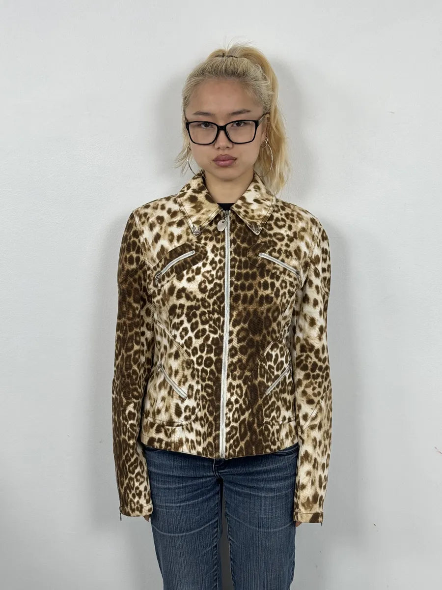 2000s Roberto Cavalli Leopard Print Zip-up Jacket vPBLWCO 2