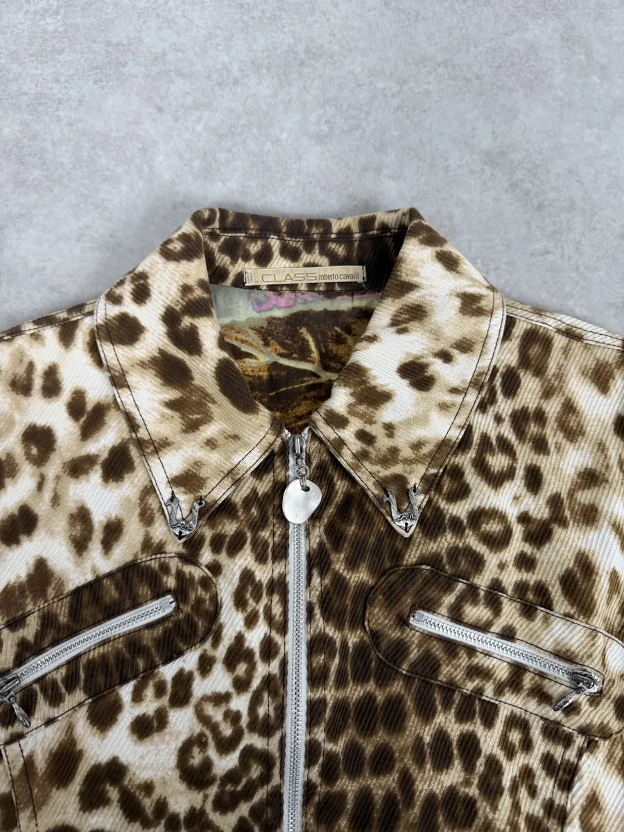 2000s Roberto Cavalli Leopard Print Zip-up Jacket vPBLWCO 5
