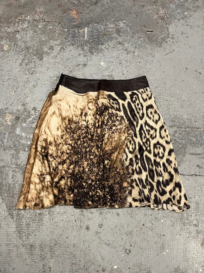 2000s Roberto Cavalli Leopard Raw Skirt (M) VpyrXAO 3