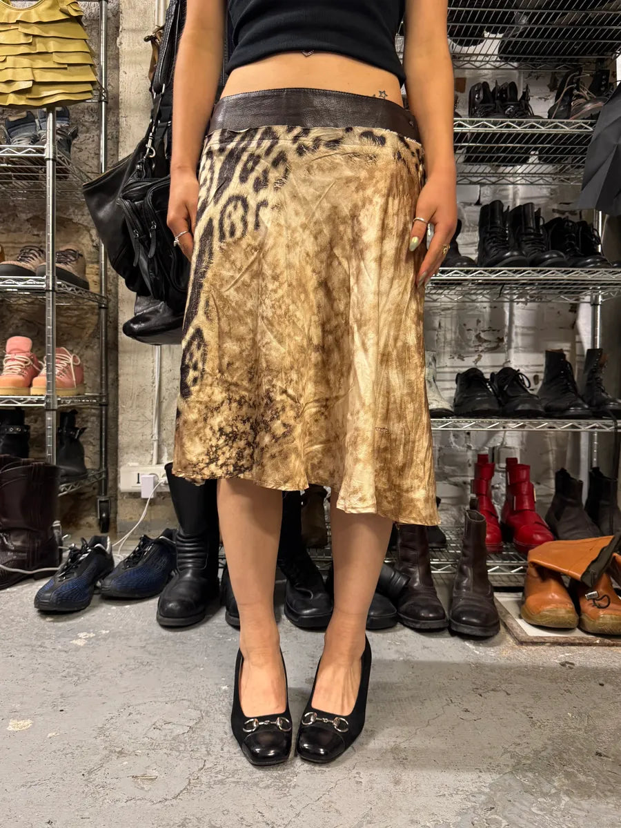 2000s Roberto Cavalli Leopard Raw Skirt (M) VpyrXAO 0