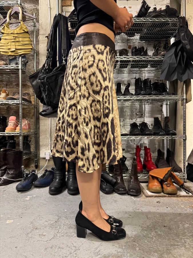 2000s Roberto Cavalli Leopard Raw Skirt (M) VpyrXAO 1