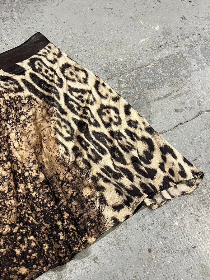 2000s Roberto Cavalli Leopard Raw Skirt (M) VpyrXAO 4