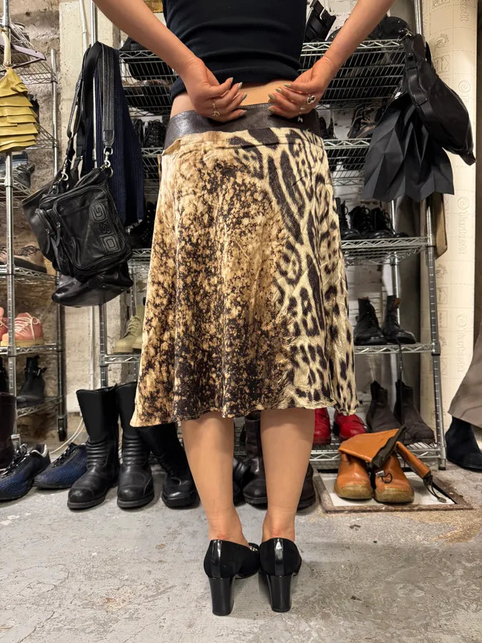 2000s Roberto Cavalli Leopard Raw Skirt (M) VpyrXAO 2