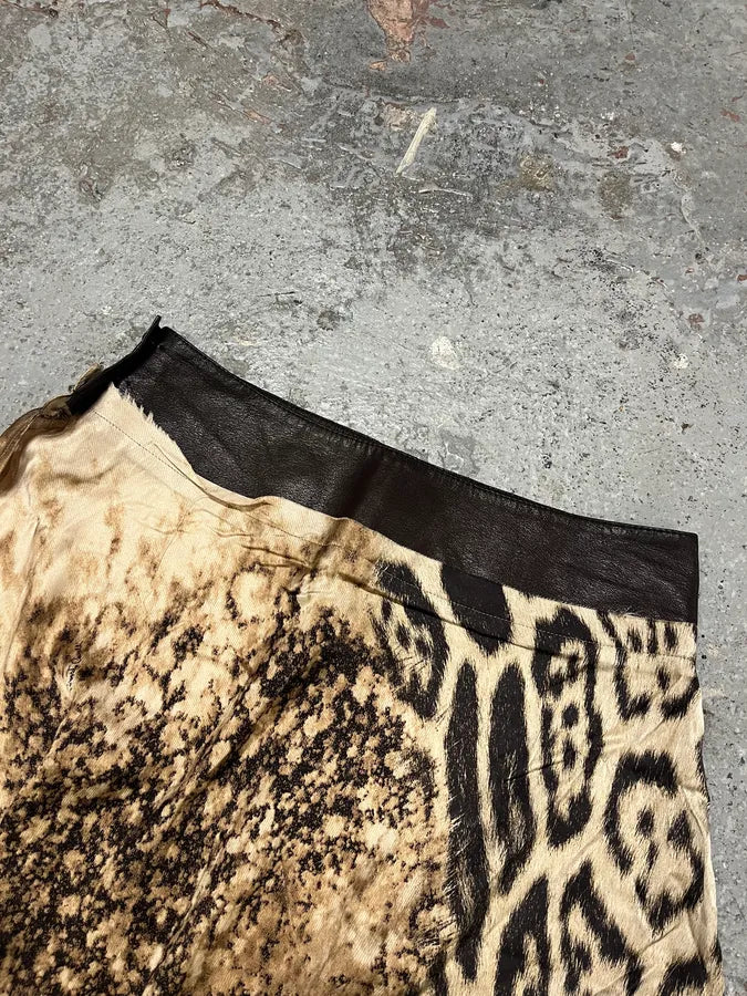 2000s Roberto Cavalli Leopard Raw Skirt (M) VpyrXAO 6