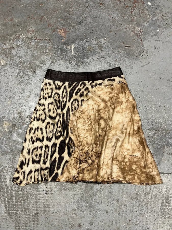2000s Roberto Cavalli Leopard Raw Skirt (M) VpyrXAO 7