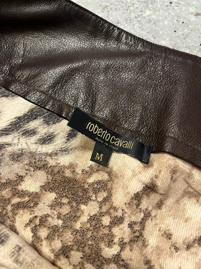 2000s Roberto Cavalli Leopard Raw Skirt (M) VpyrXAO 10