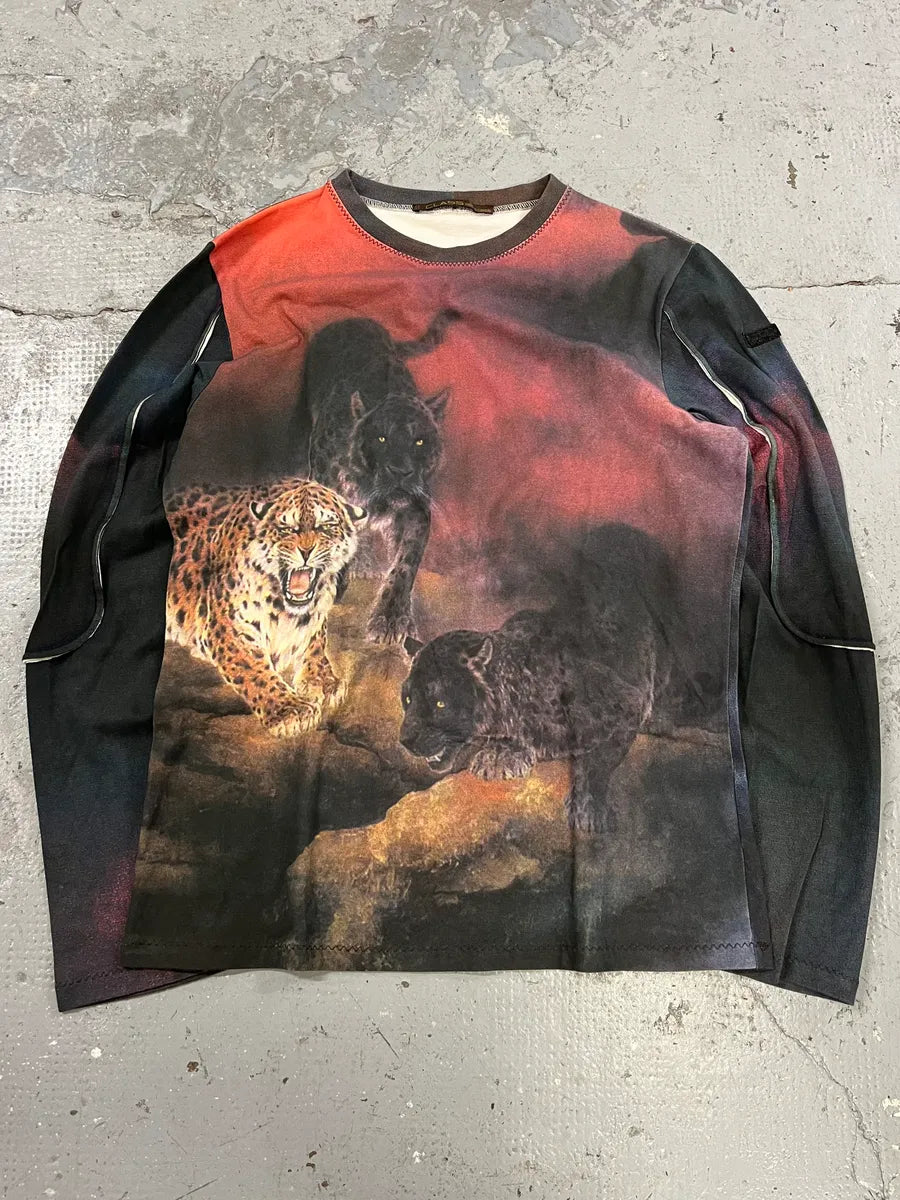 2000s Roberto Cavalli Leopard Red Crepuscule Longsleeves (S) ejbciWX 0