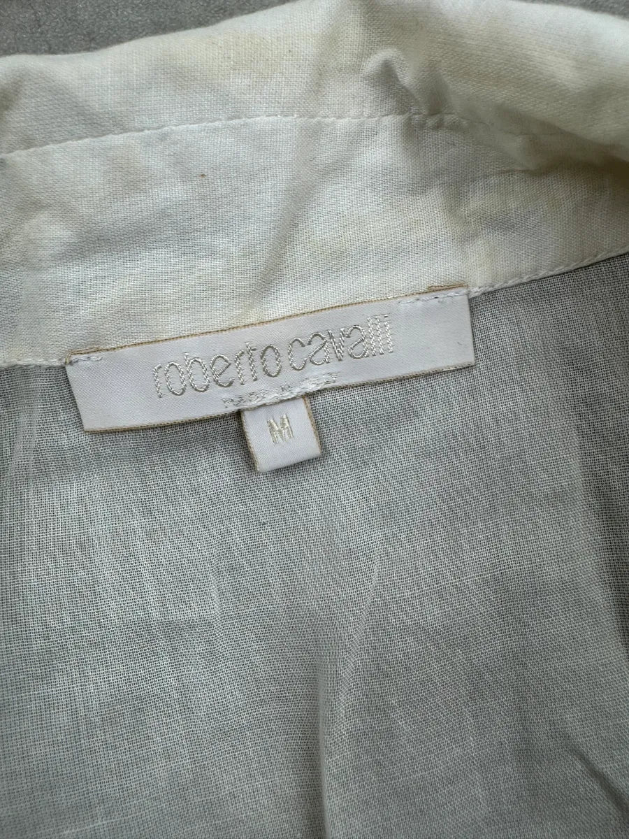 2000s Roberto Cavalli Leopard Sequin White & Brown Shirt VchtCgn 8