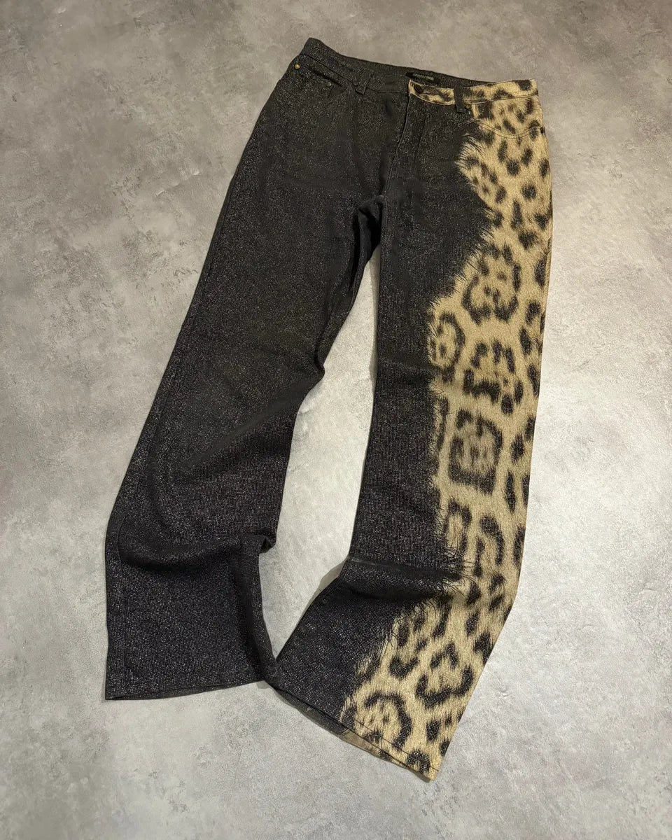 2000s Roberto Cavalli Leopard Shimmering Brut Pants (M) FPvwTuq 2