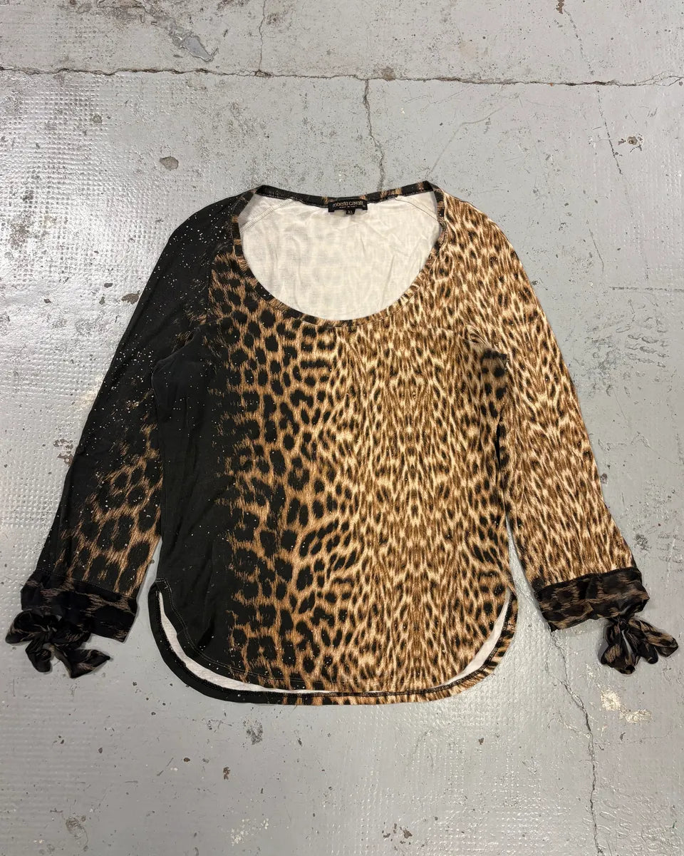 2000s Roberto Cavalli Leopard Silk Longsleeve T-Shirt uFnVvLt 0
