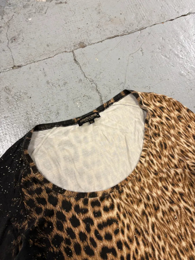 2000s Roberto Cavalli Leopard Silk Longsleeve T-Shirt uFnVvLt 4