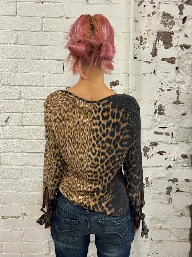 2000s Roberto Cavalli Leopard Silk Longsleeve T-Shirt uFnVvLt 2