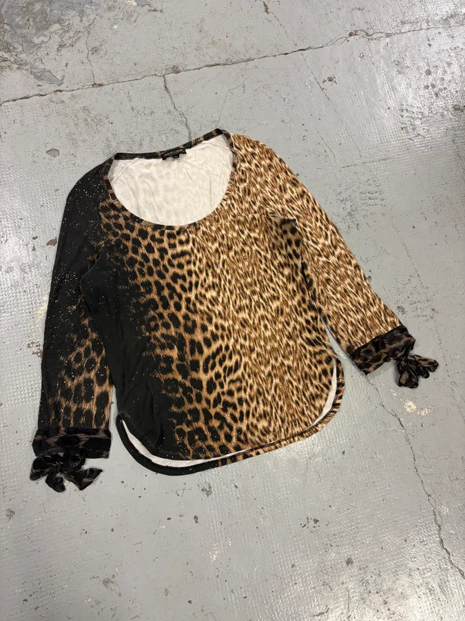 2000s Roberto Cavalli Leopard Silk Longsleeve T-Shirt uFnVvLt 3