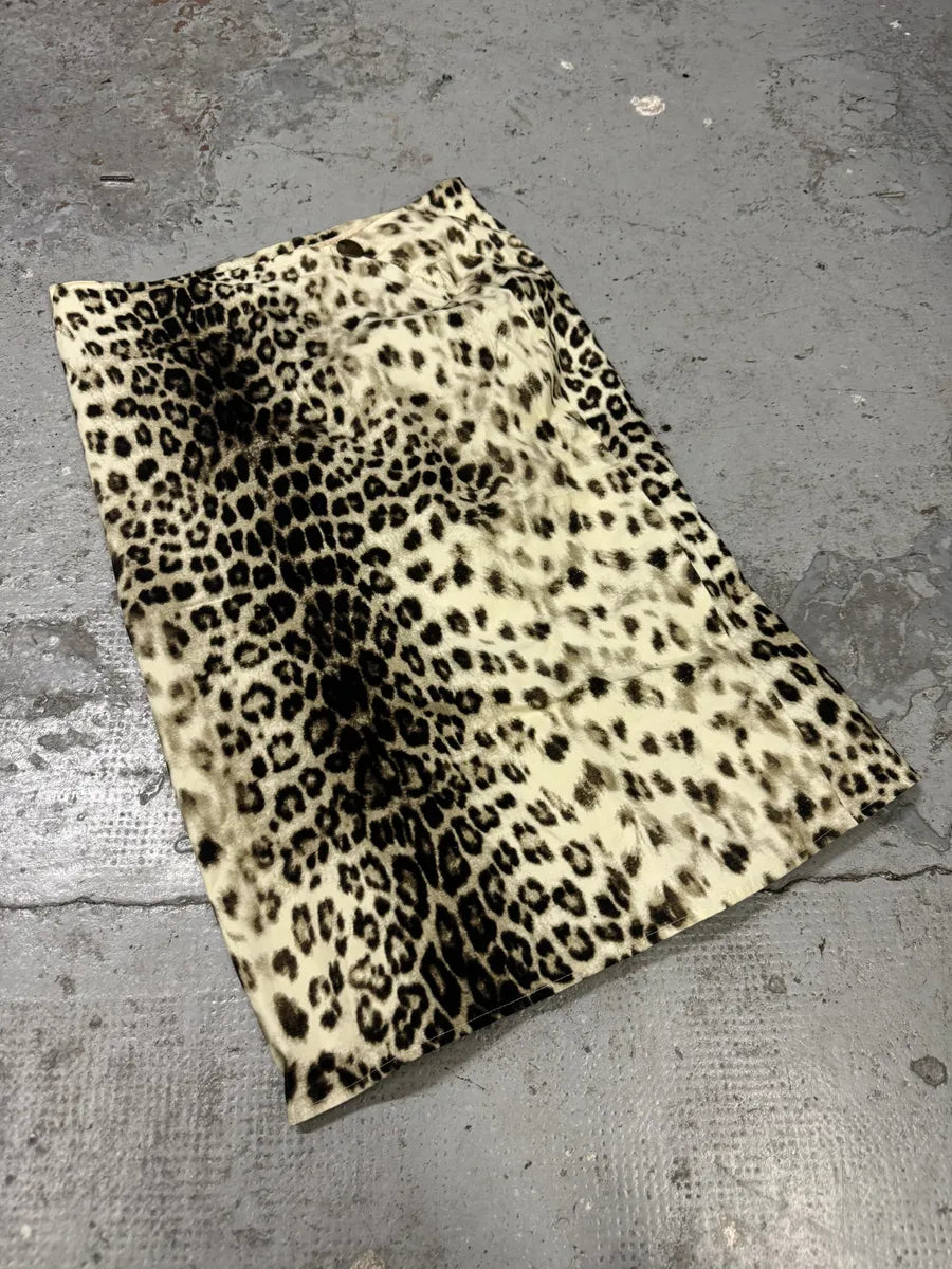 2000s Roberto Cavalli Leopard Soft Skirt hQhezSA 6