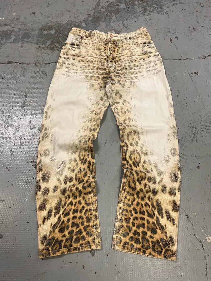 2000s Roberto Cavalli Leopard White & Beige Pants mmgZBVS 0