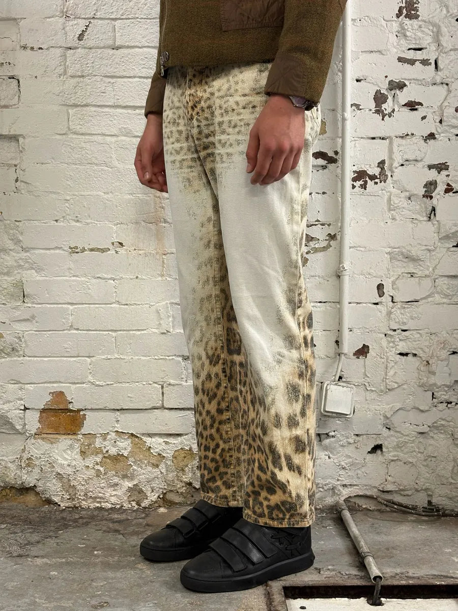 2000s Roberto Cavalli Leopard White & Beige Pants mmgZBVS 2
