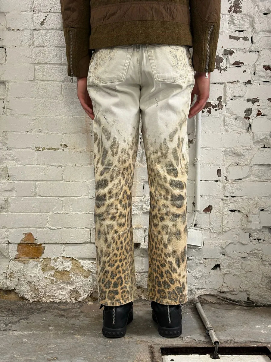 2000s Roberto Cavalli Leopard White & Beige Pants mmgZBVS 3