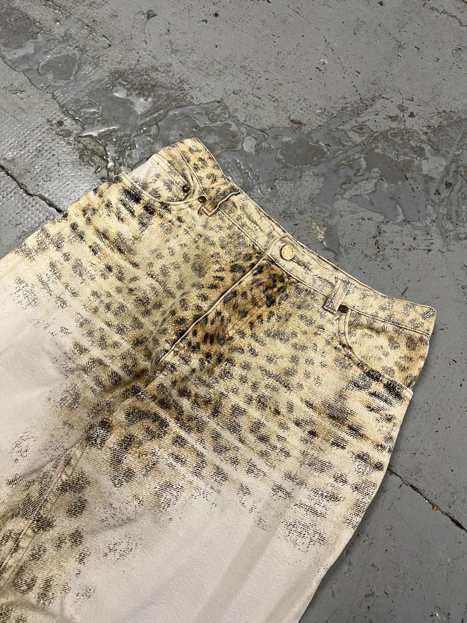 2000s Roberto Cavalli Leopard White & Beige Pants mmgZBVS 5
