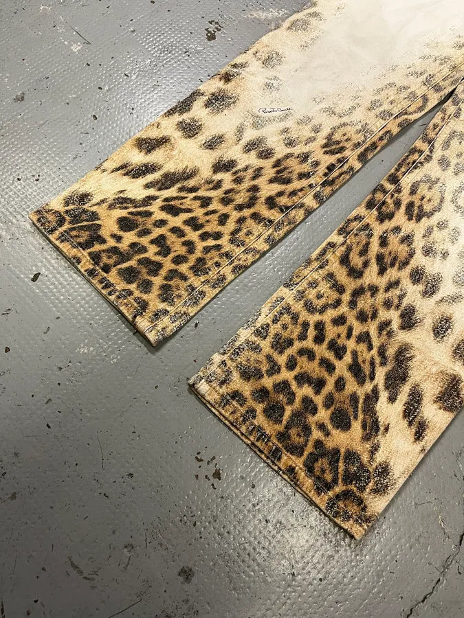 2000s Roberto Cavalli Leopard White & Beige Pants mmgZBVS 6