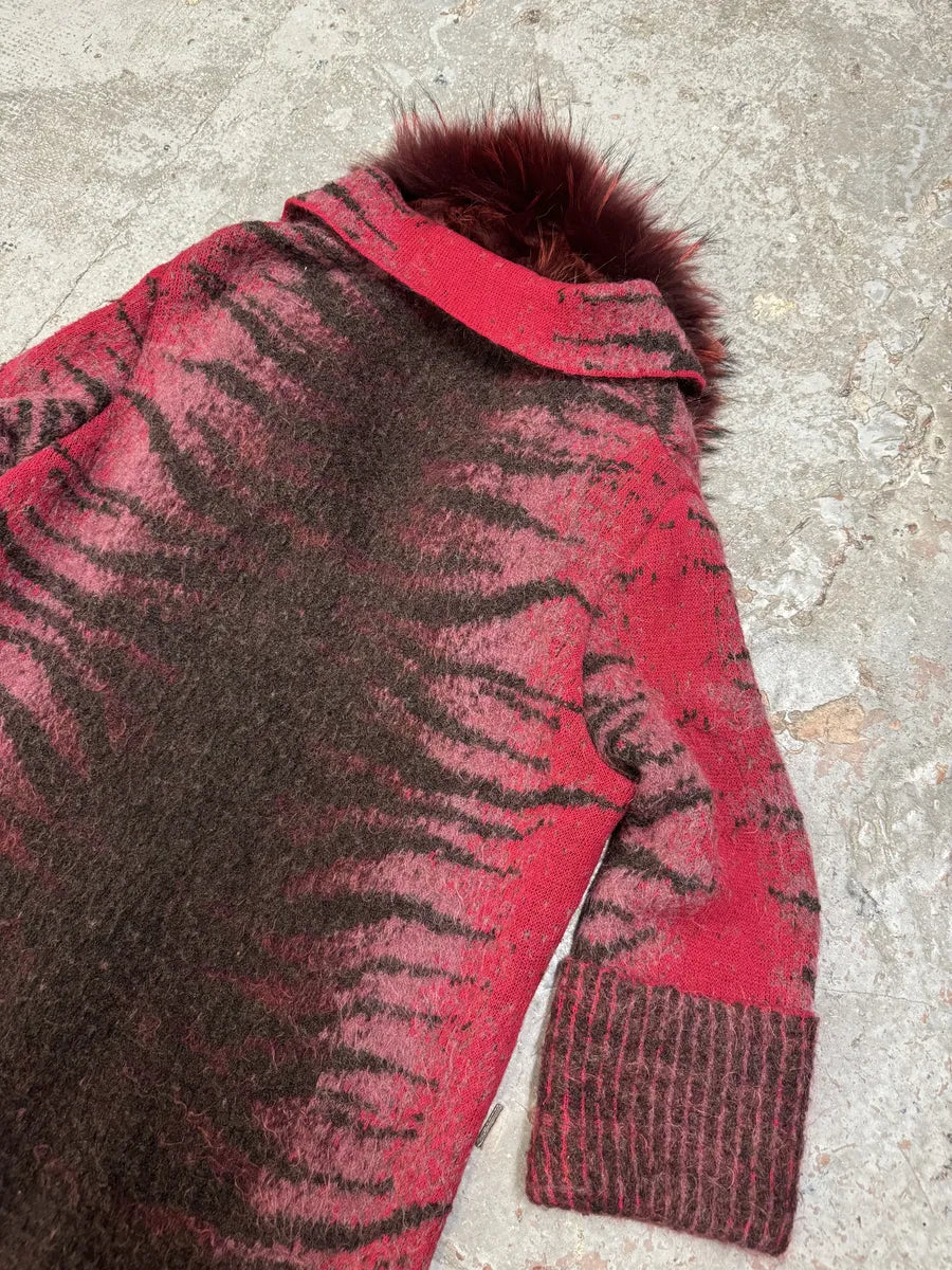 2000s Roberto Cavalli Long Devil Satan Mohair Raccoon Cardigan (L/XL) KBmFosp 3