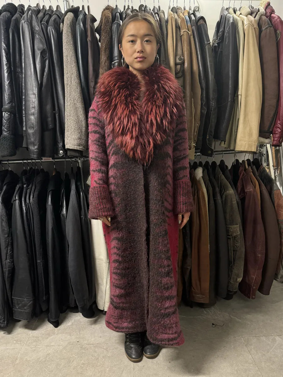 2000s Roberto Cavalli Long Devil Satan Mohair Raccoon Cardigan (L/XL) KBmFosp 2