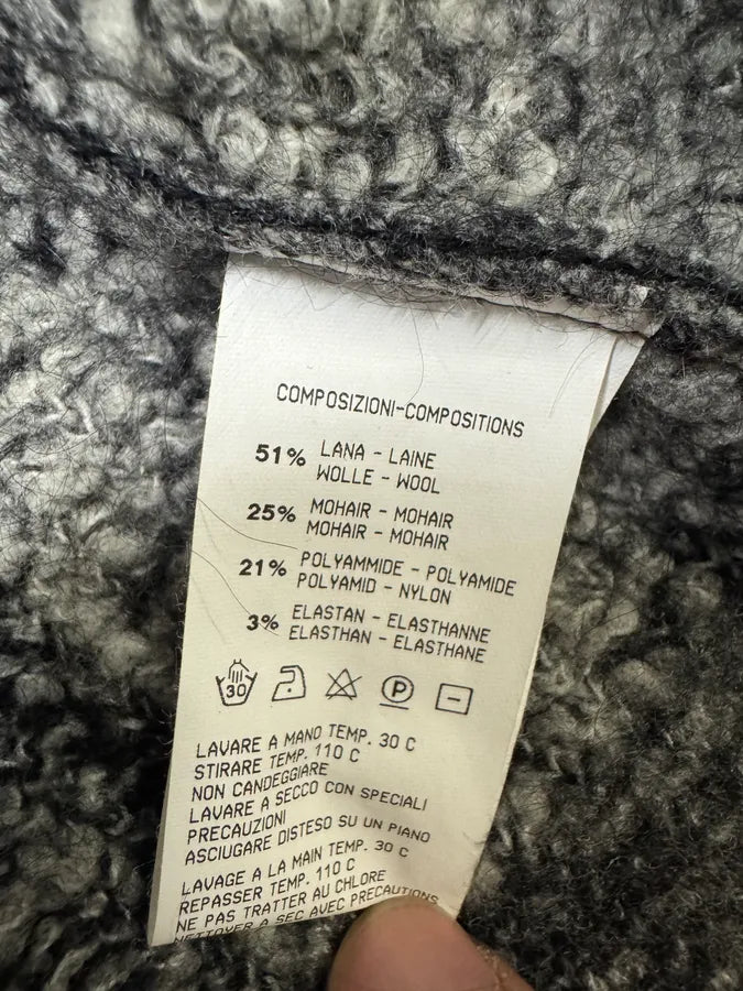 2000s Roberto Cavalli Long Mohair Black & White Contemporary Coat (XL) IOuXZnH 11