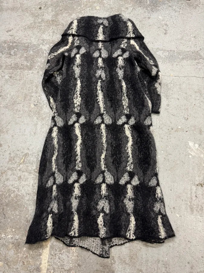 2000s Roberto Cavalli Long Mohair Black & White Contemporary Coat (XL) IOuXZnH 4