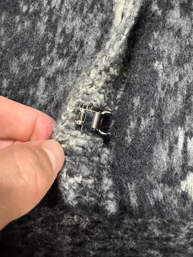 2000s Roberto Cavalli Long Mohair Black & White Contemporary Coat (XL) IOuXZnH 6