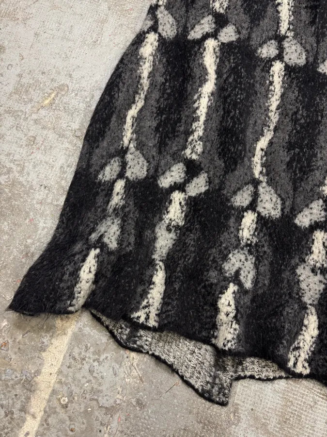 2000s Roberto Cavalli Long Mohair Black & White Contemporary Coat (XL) IOuXZnH 9