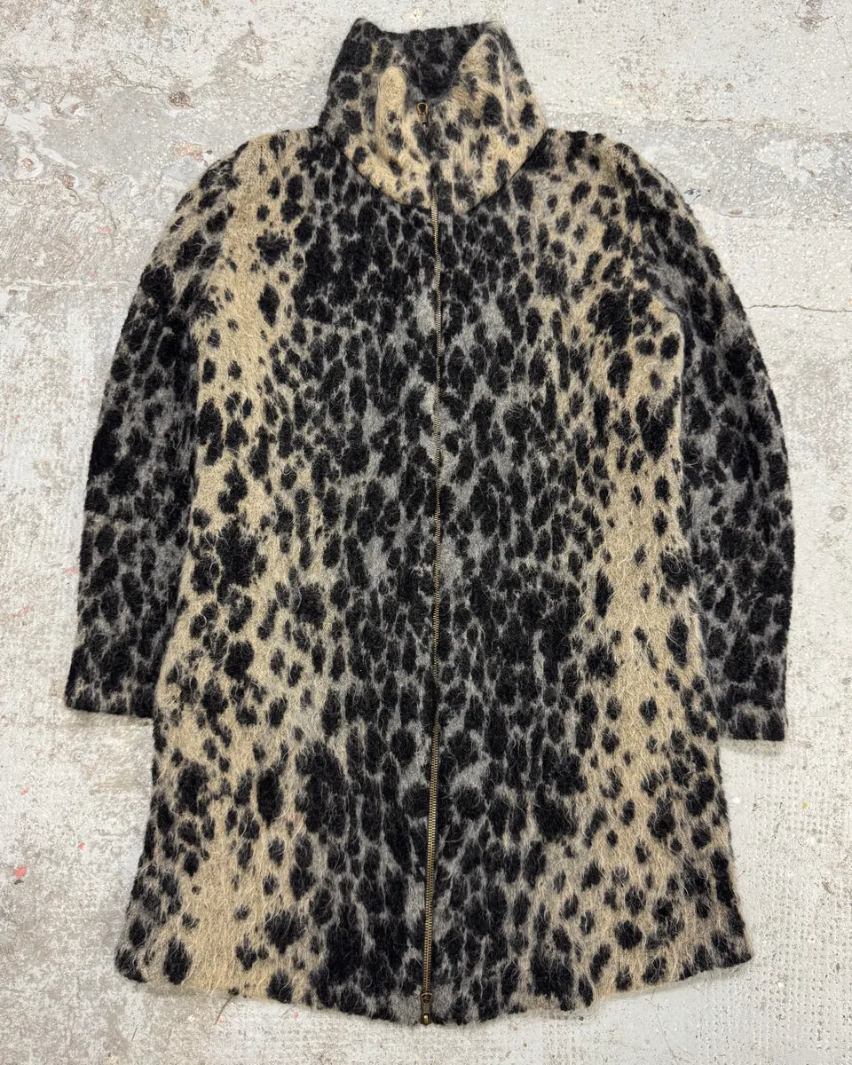 2000s Roberto Cavalli Long Mohair Zip-up Leopard Effect Jacket CDxMFrN 0