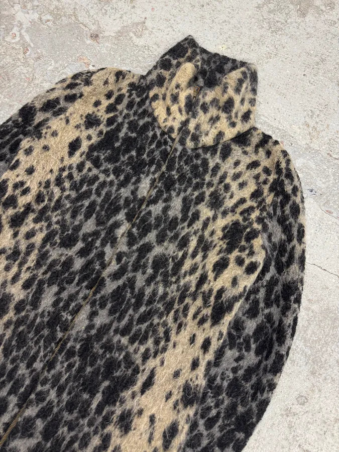 2000s Roberto Cavalli Long Mohair Zip-up Leopard Effect Jacket (S) CDxMFrN 4