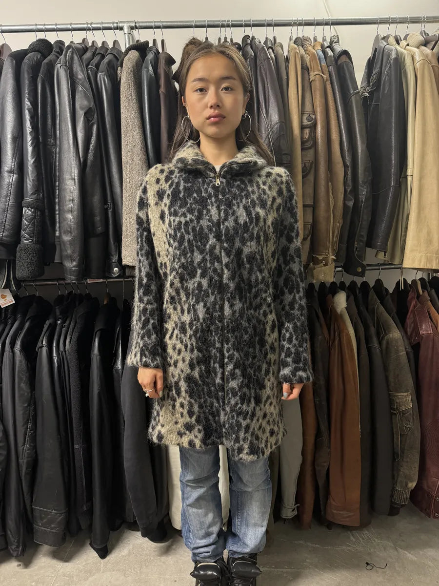 2000s Roberto Cavalli Long Mohair Zip-up Leopard Effect Jacket CDxMFrN 2