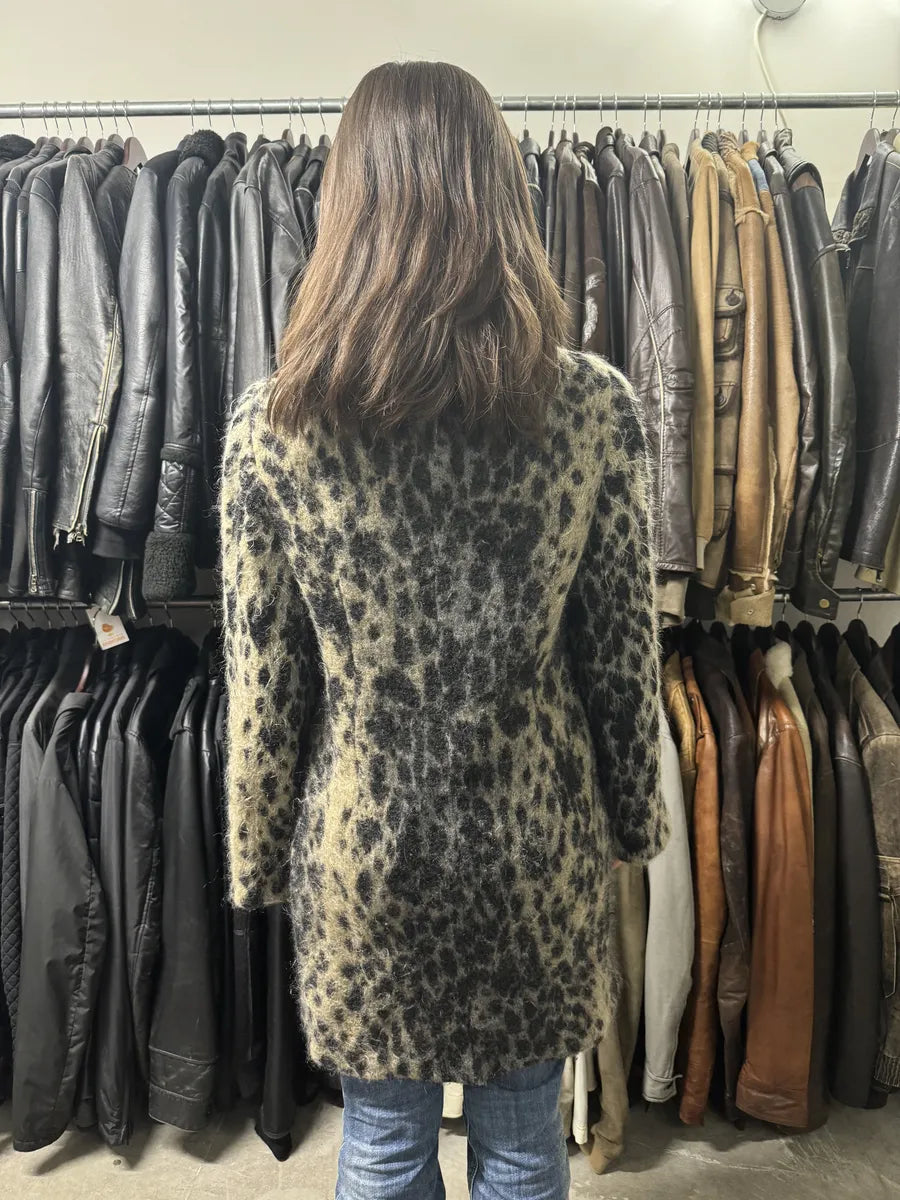 2000s Roberto Cavalli Long Mohair Zip-up Leopard Effect Jacket CDxMFrN 3