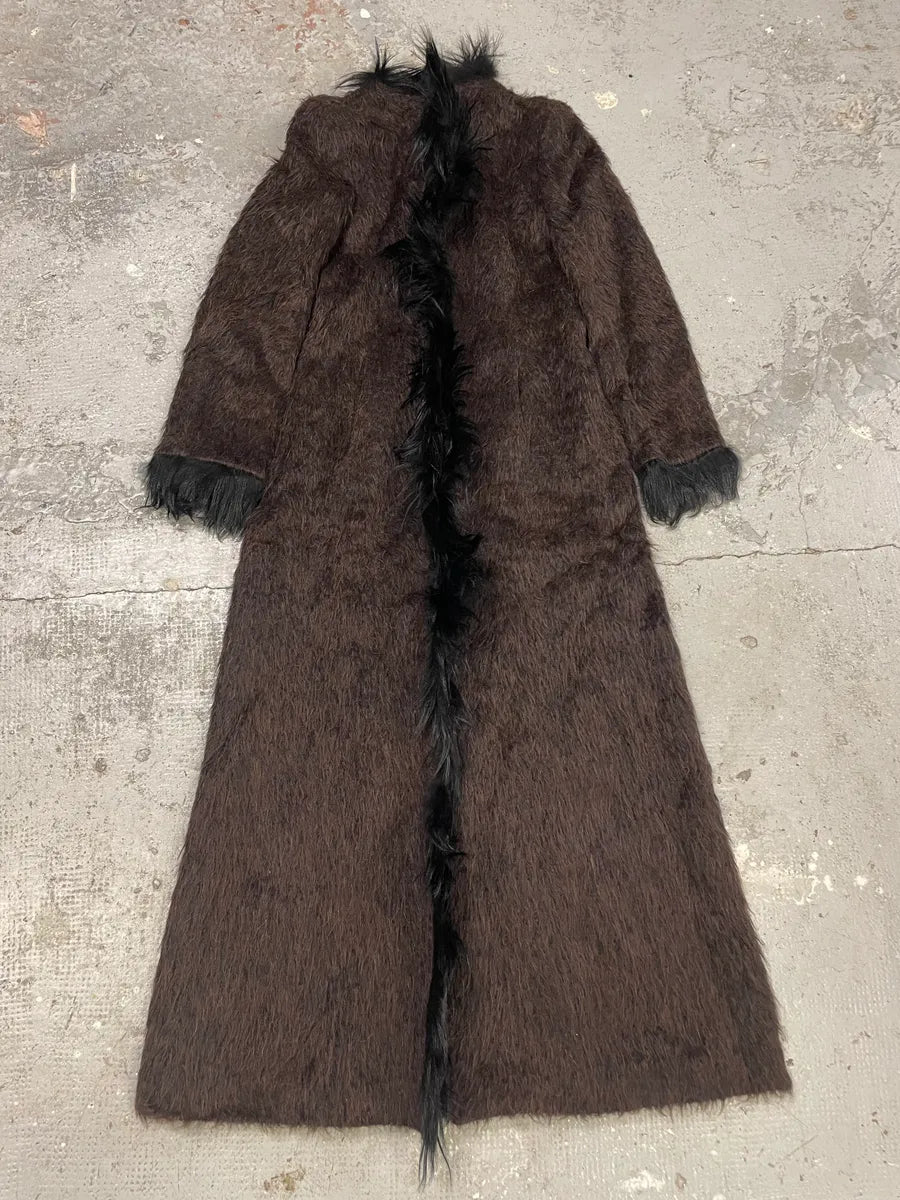 Veste En Fourrure Longue Roberto Cavalli Années 2000 - Marron/noir Taille M, Occasion