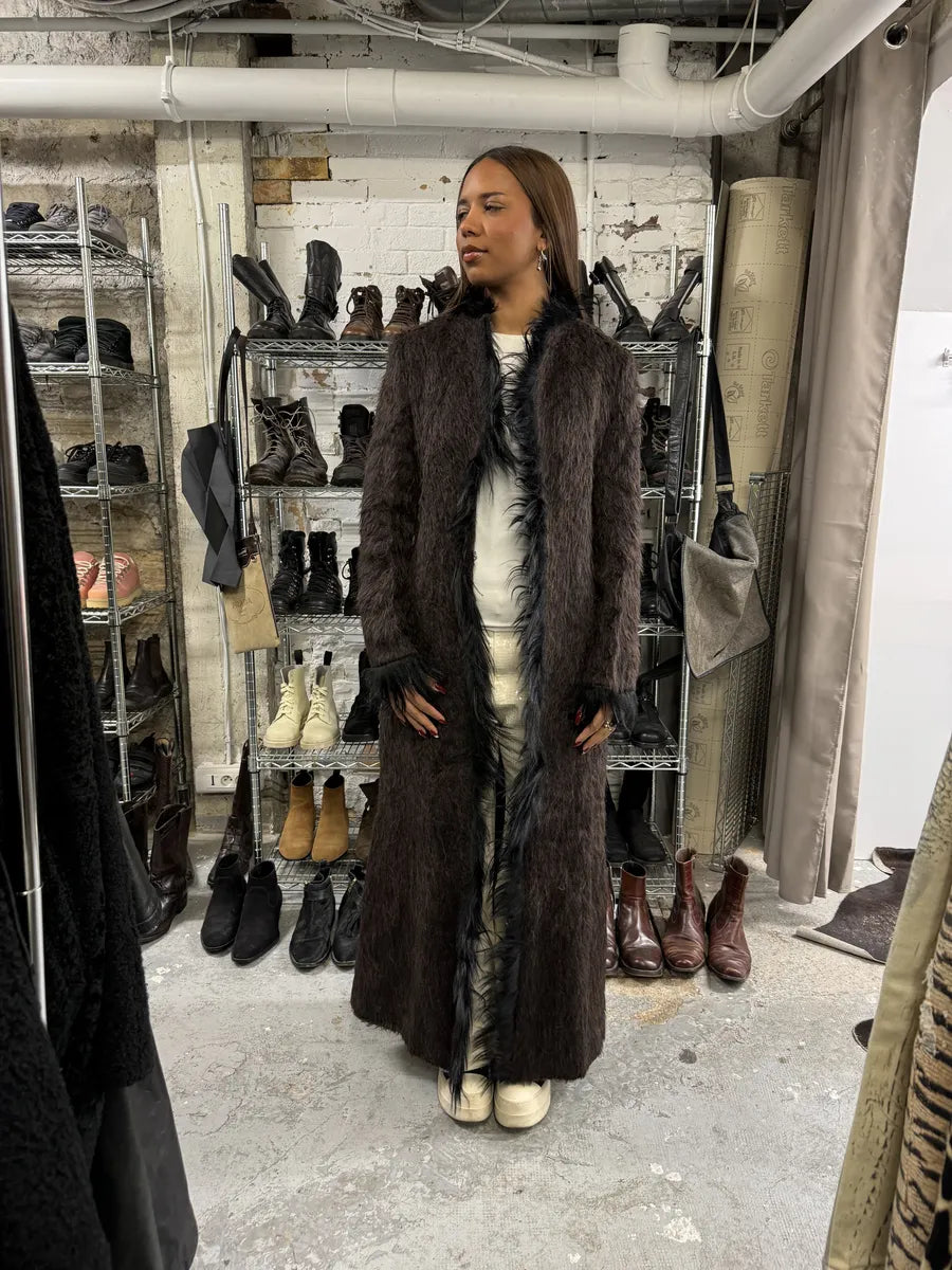 2000s Roberto Cavalli Long Mohawk Brown & Black Fur Jacket (M) sPzUcJJ 1