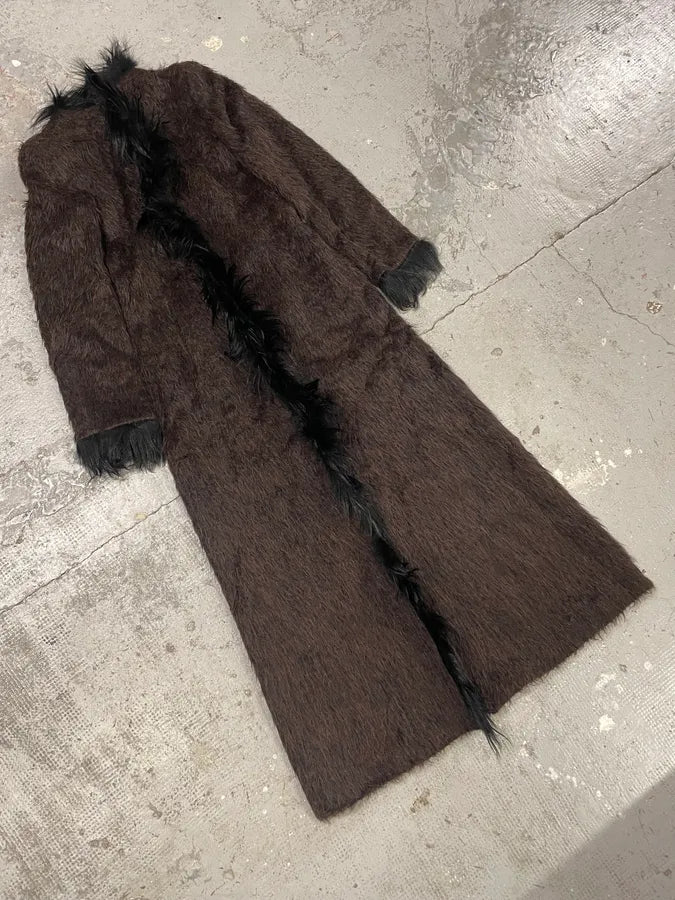 2000s Roberto Cavalli Long Mohawk Brown & Black Fur Jacket (M) sPzUcJJ 4