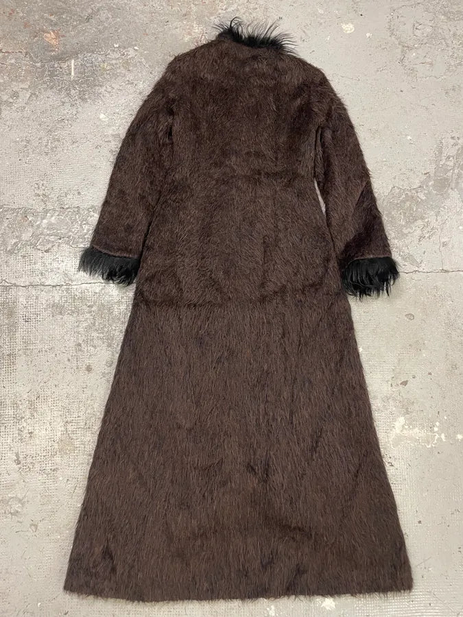 2000s Roberto Cavalli Long Mohawk Brown & Black Fur Jacket (M) sPzUcJJ 3