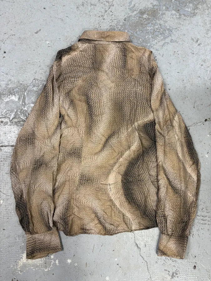 2000s Roberto Cavalli Marble Effect Taup Contemporary Shirt (L) sJTuiCo 1