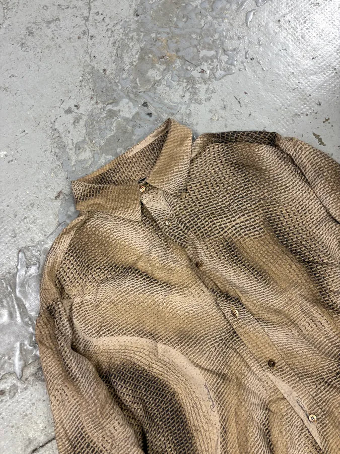 2000s Roberto Cavalli Marble Effect Taup Contemporary Shirt (L) sJTuiCo 3
