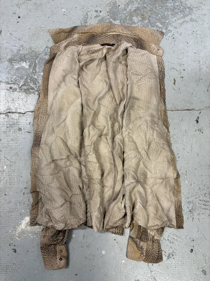 2000s Roberto Cavalli Marble Effect Taup Contemporary Shirt (L) sJTuiCo 4