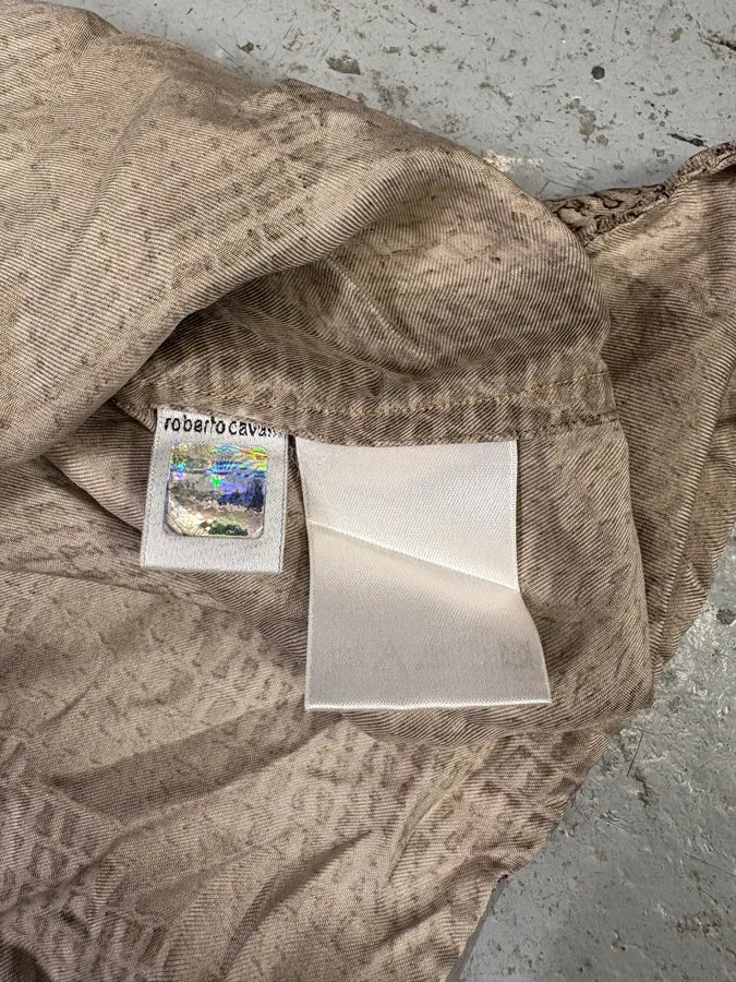 2000s Roberto Cavalli Marble Effect Taup Contemporary Shirt (L) sJTuiCo 8