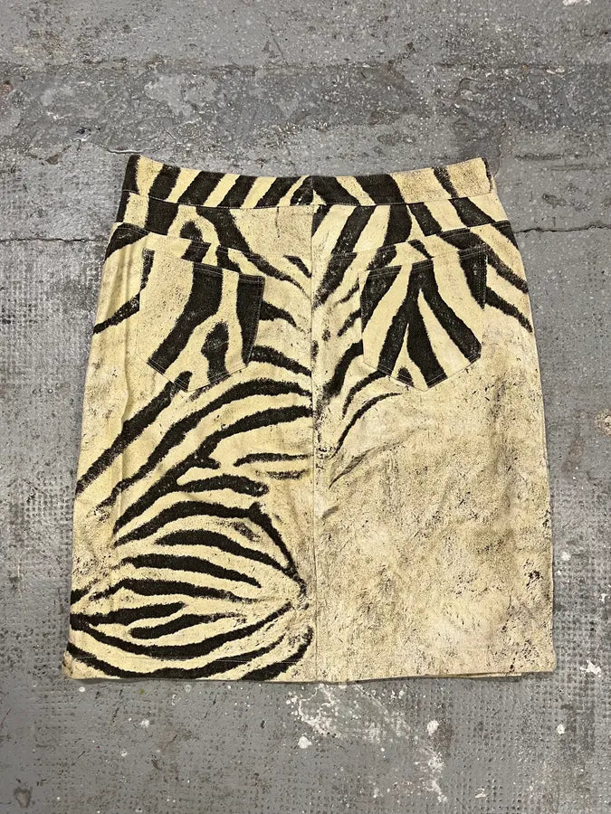 2000s Roberto Cavalli Marble Zebra Beige Skirt (M) tRaxItN 4