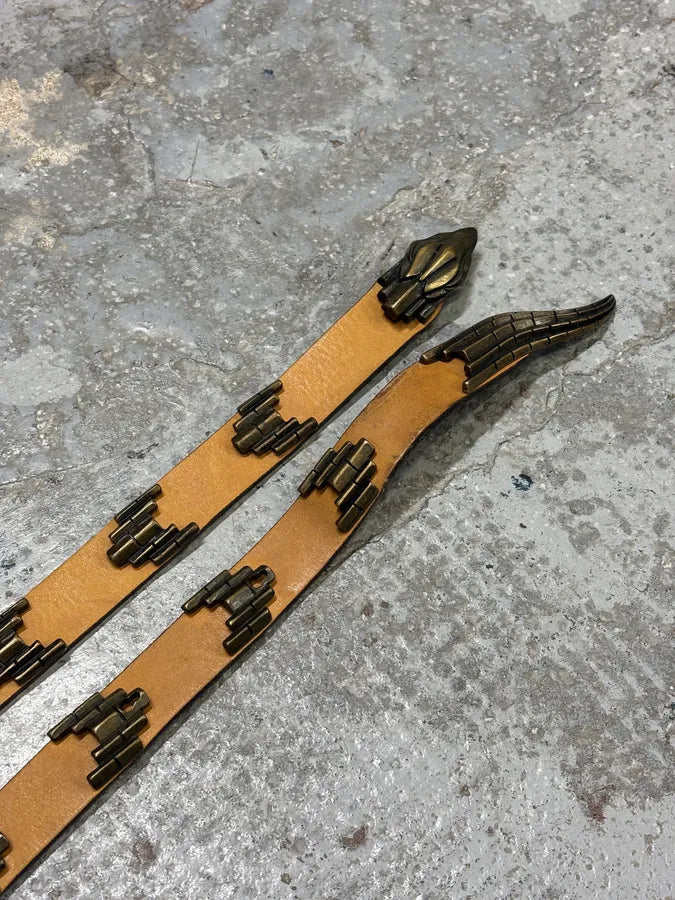 2000s Roberto Cavalli Metal Snake Leather Brown Belt ksFTbBs 3