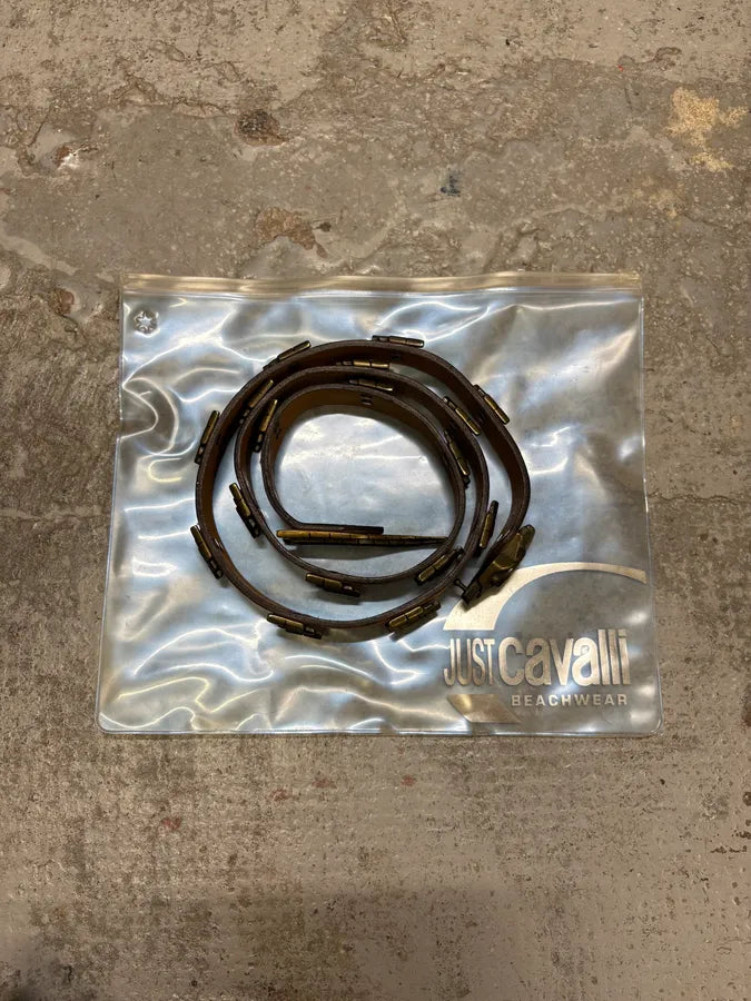 2000s Roberto Cavalli Metal Snake Leather Brown Belt ksFTbBs 5