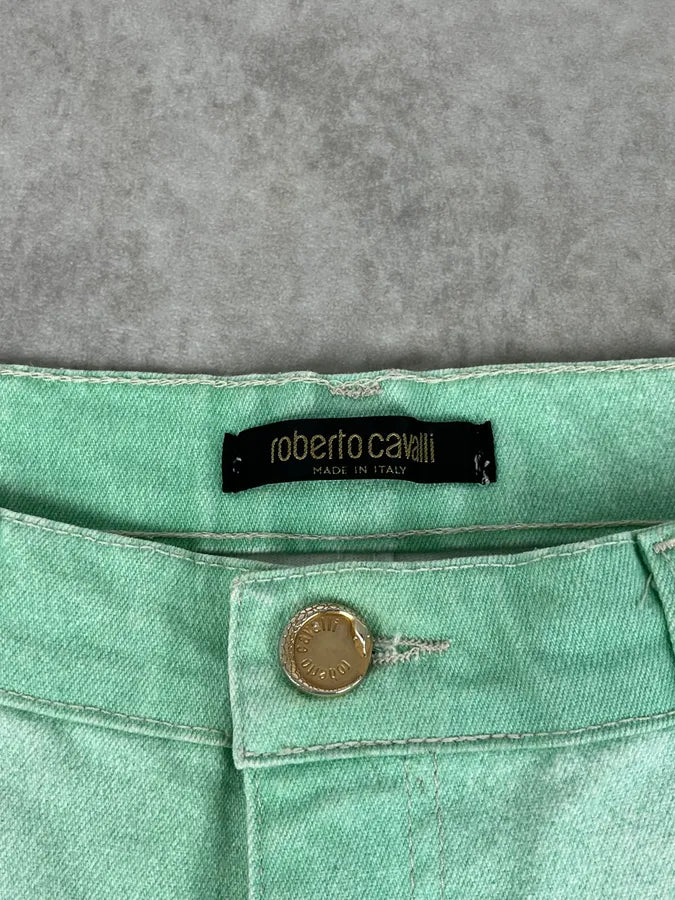 2000s Roberto Cavalli Mint Green Faded Jeans OXdZsnO 9