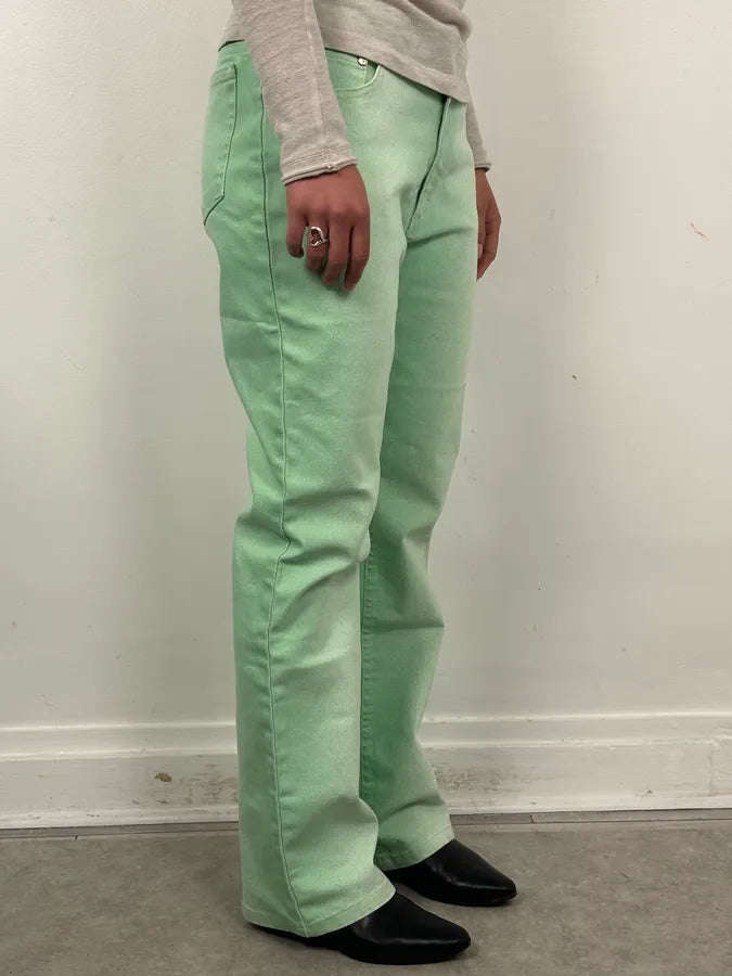 2000s Roberto Cavalli Mint Green Faded Jeans OXdZsnO 1