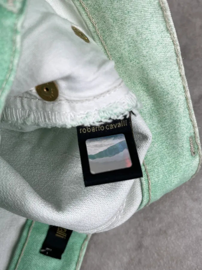 2000s Roberto Cavalli Mint Green Faded Jeans OXdZsnO 10