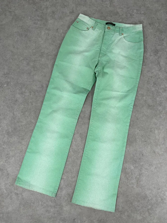2000s Roberto Cavalli Mint Green Faded Jeans OXdZsnO 4