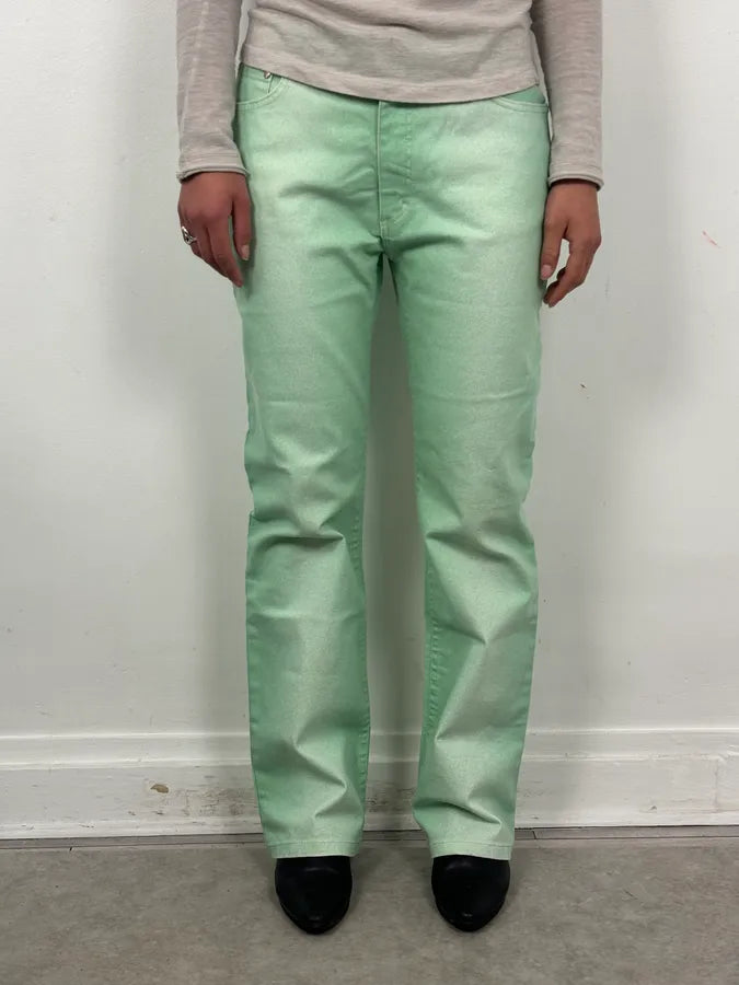 2000s Roberto Cavalli Mint Green Faded Jeans OXdZsnO 2
