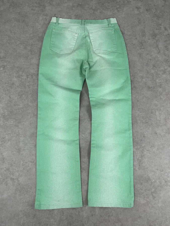 2000s Roberto Cavalli Mint Green Faded Jeans OXdZsnO 6